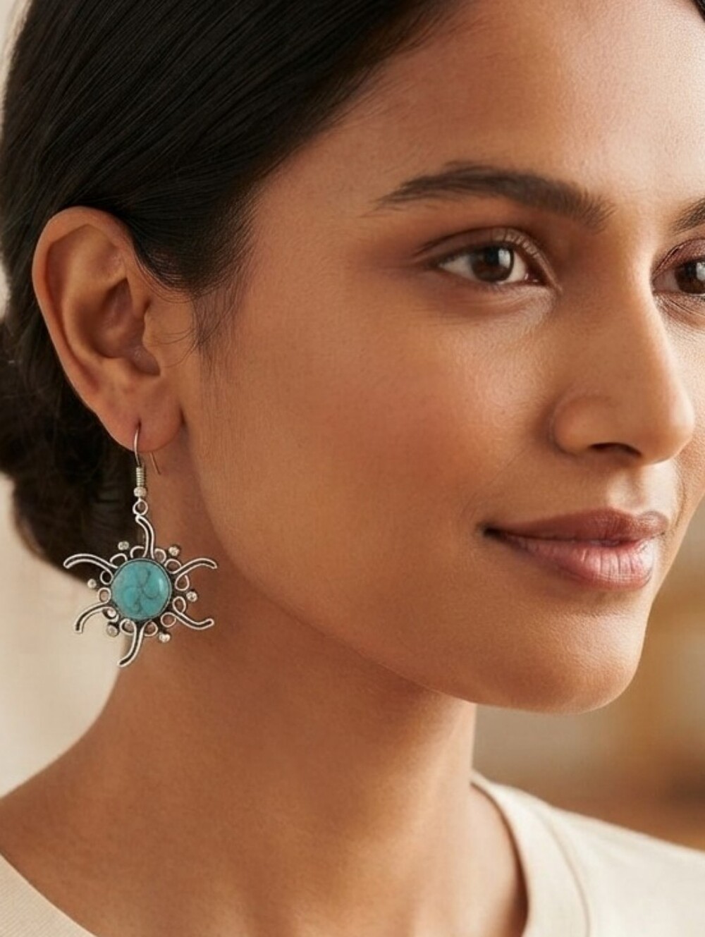 Vintage Genuine Turquoise Handcrafted Earrings